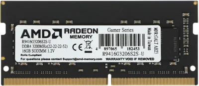 Оперативная память 16 Gb 3200 MHz AMD R9 GAMERS SERIES Black (R9416G3206S2S-U)