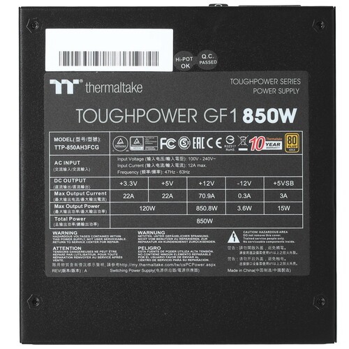 Блок питания Thermaltake 850W TOUGHPOWER GF1 PS-TPD-0850FNFAGE-1