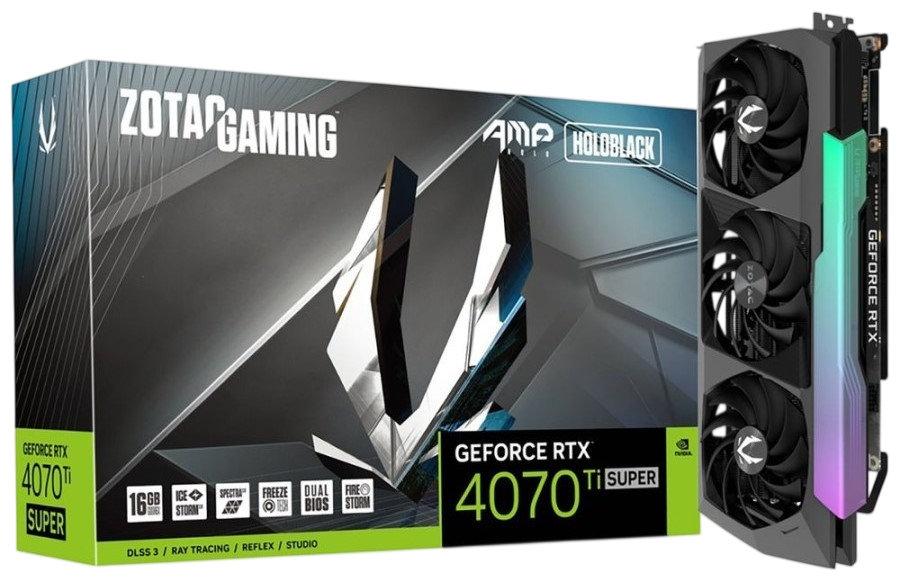 Видеокарта ZOTAC (ZT-D40730F-10P) GeForce RTX 4070 Ti SUPER 16GB AMP HOLO