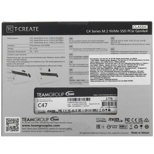 Твердотельный накопитель TeamGroup 1000 Gb T-CREATE CLASSIC C47 (TM8FFC001T0C129)
