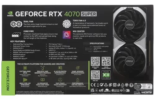 Видеокарта MSI (RTX 4070 SUPER 12G VENTUS 2X OC) GeForce RTX 4070 SUPER 12GB VENTUS 2X OC