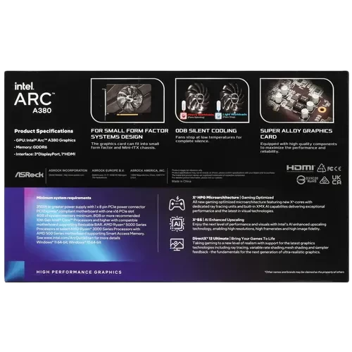 Видеокарта ASRock (A380 CLI 6GO) Intel Arc A380 6GB Challenger ITX OC RTL