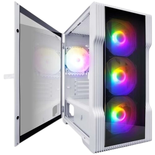 Компьютерный корпус 1STPLAYER TRILOBITE T3-G TG LED White (T3-G-WH-4F1-W)