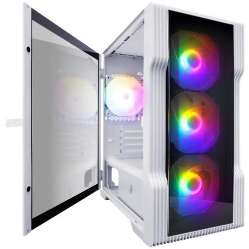 Компьютерный корпус 1STPLAYER TRILOBITE T3-G TG LED White (T3-G-WH-4F1-W)