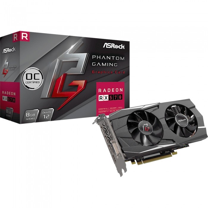 Видеокарта ASRock (PG D RADEON RX570 8G OC) AMD Radeon RX570 8GB Phantom Gaming D OC