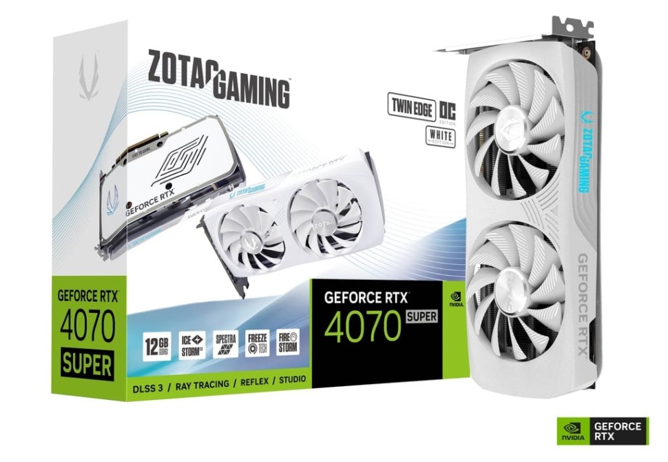 Видеокарта ZOTAC (ZT-D40720Q-10M) GeForce RTX 4070 SUPER 12GB ТWIN EDGE ОС WHITE ED