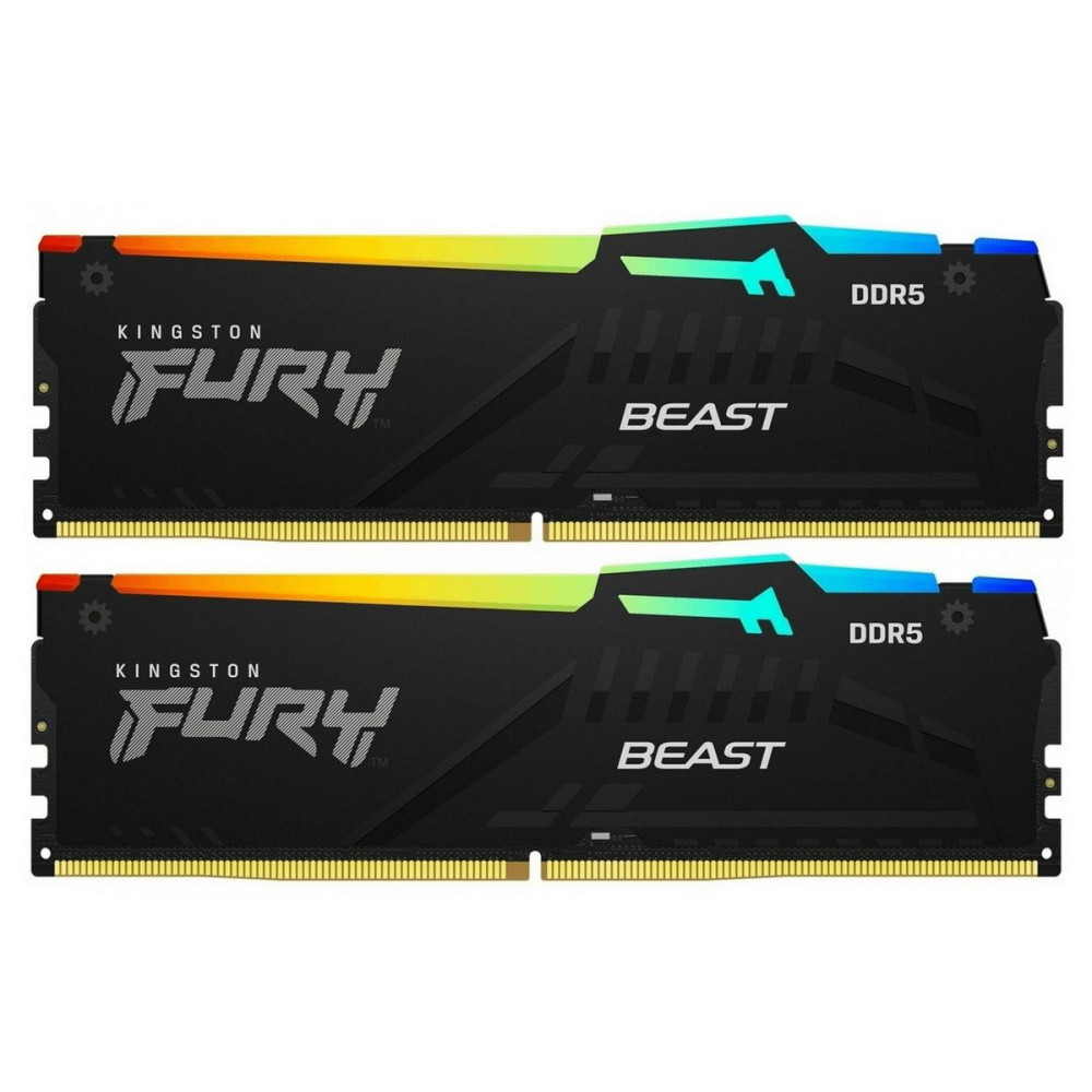Оперативная память 32 Gb 6400 MHz Kingston FURY Beast RGB Black (KF564C32BBEAK2-32)