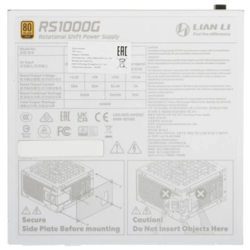 Блок питания Lian Li 1000W RS1000G USB HUB White (G9P.RS1000G.WH00.RU) 16 Pin (PCIe 5.1 Connector Cable Details)