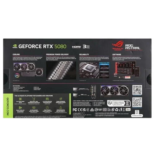 Видеокарта ASUS (ROG-ASTRAL-RTX5080-16G-GAMING) GeForce RTX 5080 16GB ROG ASTRAL GAMING (90YV0LV1-M0NA00)