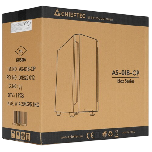 Компьютерный корпус Chieftec ELOX Black (AS-01B-OP)