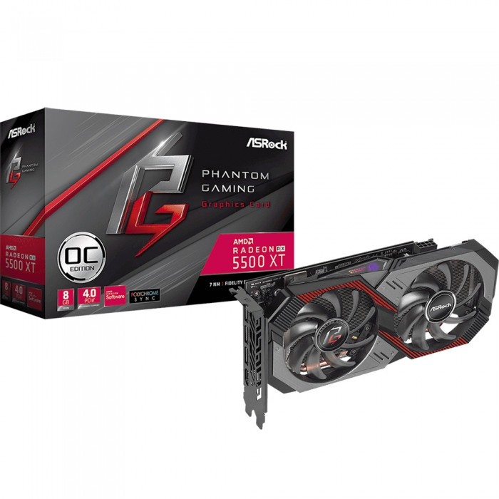 Видеокарта ASRock (RX5500XT PGD 8GO) AMD Radeon RX 5500 XT 8GB Phantom Gaming Radeon