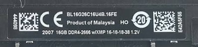 Оперативная память 16 Gb 2666 MHz CRUCIAL BALLISTIX Black (BL16G26C16U4B)