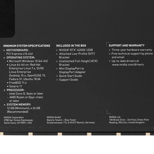 Видеокарта NVIDIA (900-5G192-2551-000||ATX+L) GeForce RTX A2000 12G