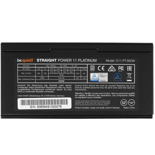 Блок питания Be Quiet! 850W STRAIGHT POWER 11 PLATINUM BN308