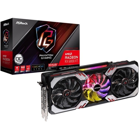 Видеокарта ASRock (RX6800XT PG 16GO) Radeon RX 6800 XT 16GB Phantom Gaming OC