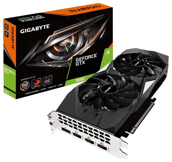 Видеокарта GIGABYTE (GV-N1650GAMING OC-4GD) GeForce GTX 1650 1815MHz PCI-E 3.0 4096MB 8002MHz 128 bit HDMI DP HDCP GAMING OC
