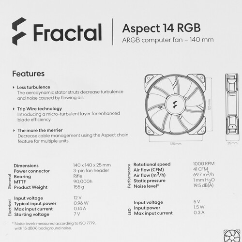 Комплект вентиляторов для корпуса Fractal Design ASPECT 14 Black Frame RGB FD-F-AS1-1407 PWM