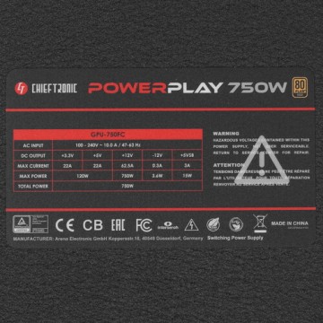 Блок питания Chieftec 750W POWERPLAY GPU-750FC