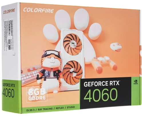 Видеокарта Colorful (RTX 4060 MEOW-ORG 8GB-V) GeForce RTX 4060 8GB MEOW Edition