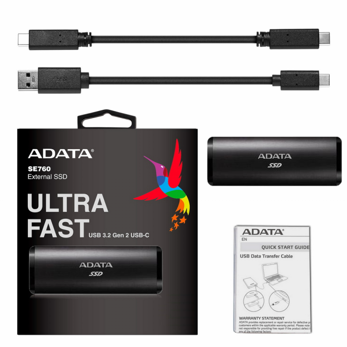 Внешний SSD ADATA XPG 512 Gb SE760 EXTERNAL Black ASE760-512GU32G2-CBK