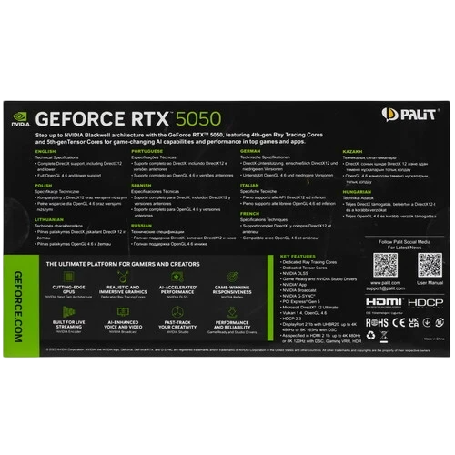 Видеокарта Palit (NE65050T19P1-GB2070F) GeForce RTX 5050 8GB STORMX OC