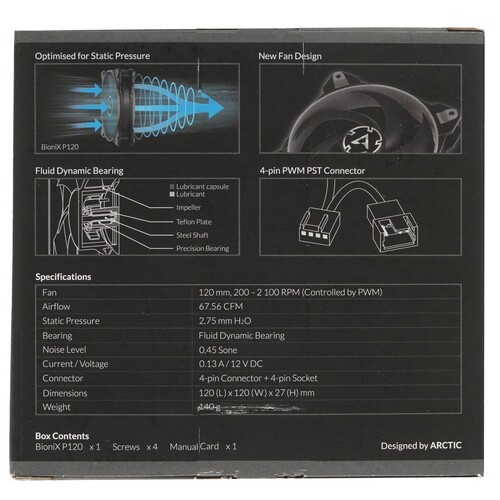 Вентилятор для корпуса Arctic Cooling BioniX P120 Grey ACFAN00168A PWM RPM