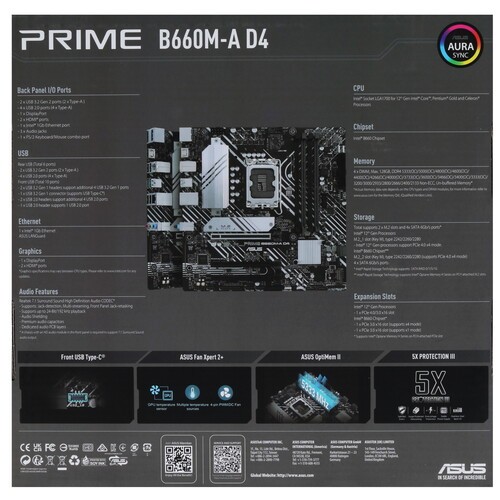 Материнская плата ASUS PRIME B660M-A D4 90MB19K0-M1EAY0