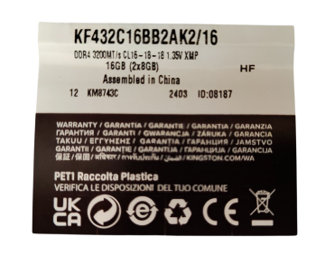 Оперативная память 16 Gb 3200 MHz Kingston FURY Beast RGB XMP Black (KF432C16BB2AK2/16)