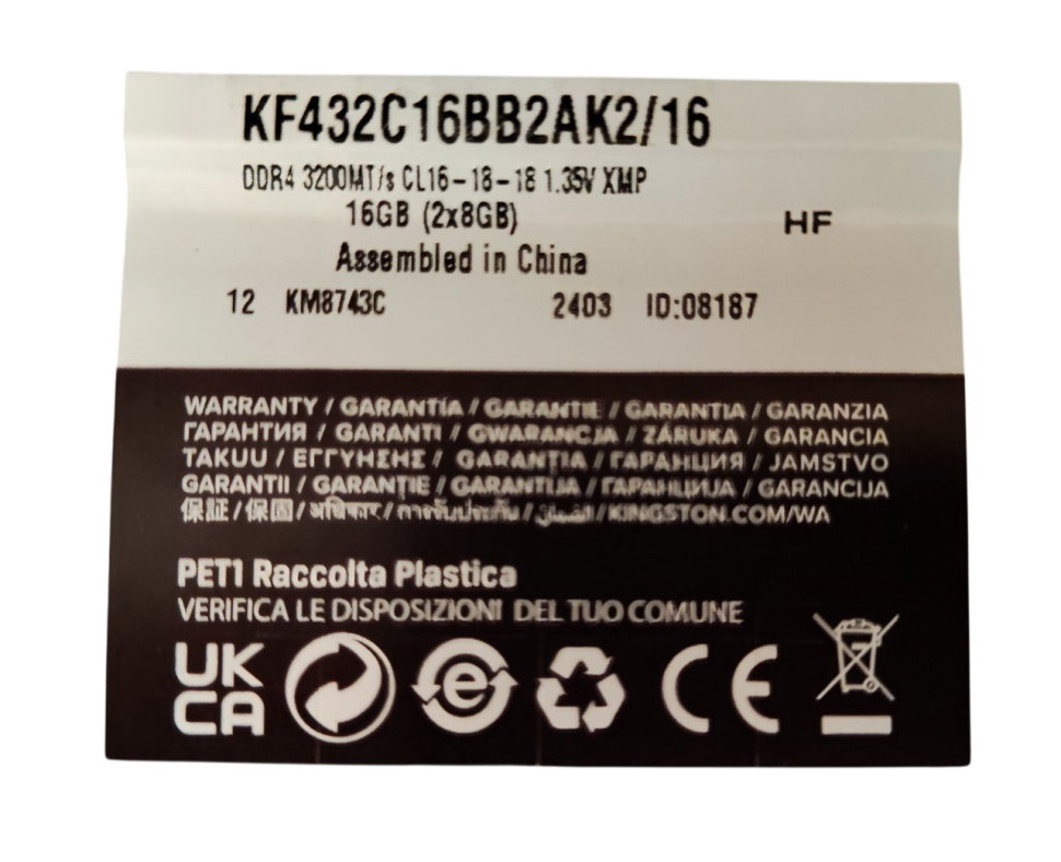 Оперативная память 16 Gb 3200 MHz Kingston FURY Beast RGB XMP Black (KF432C16BB2AK2/16)