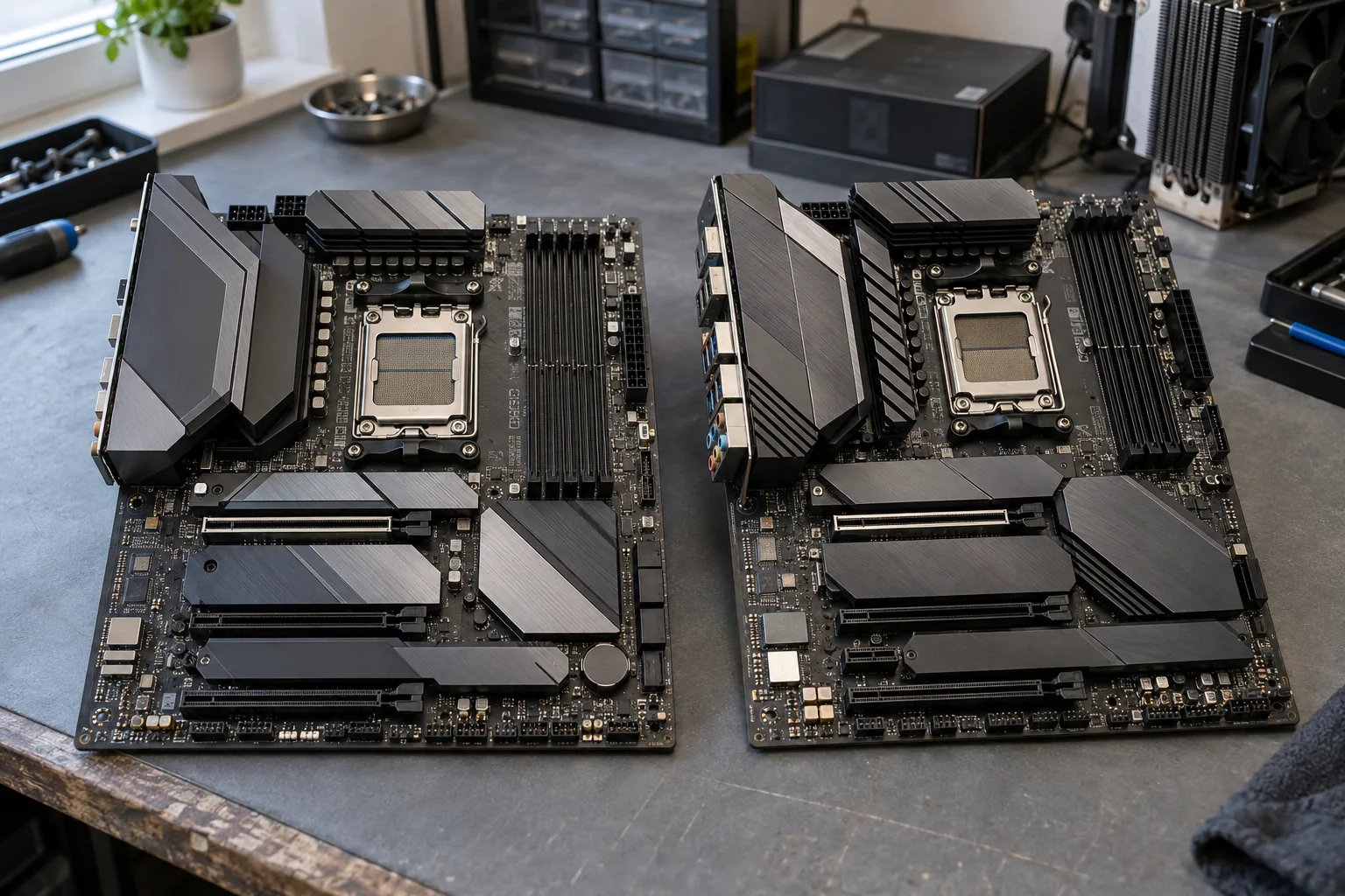 Материнские платы AMD B650 и B850 для сокета AM5 на рабочем столе